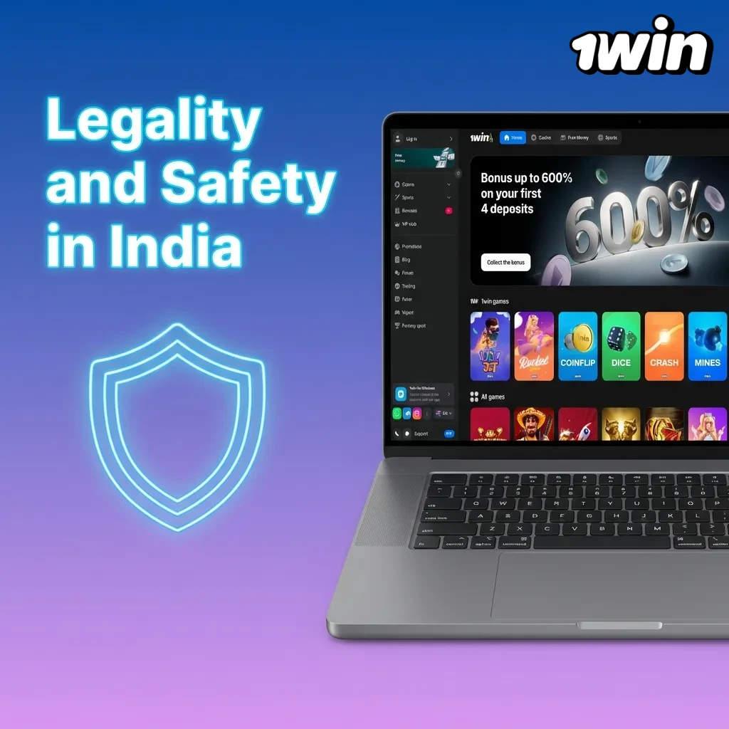 1win legality and safety in India featuring Curacao license and SSL encryption.
