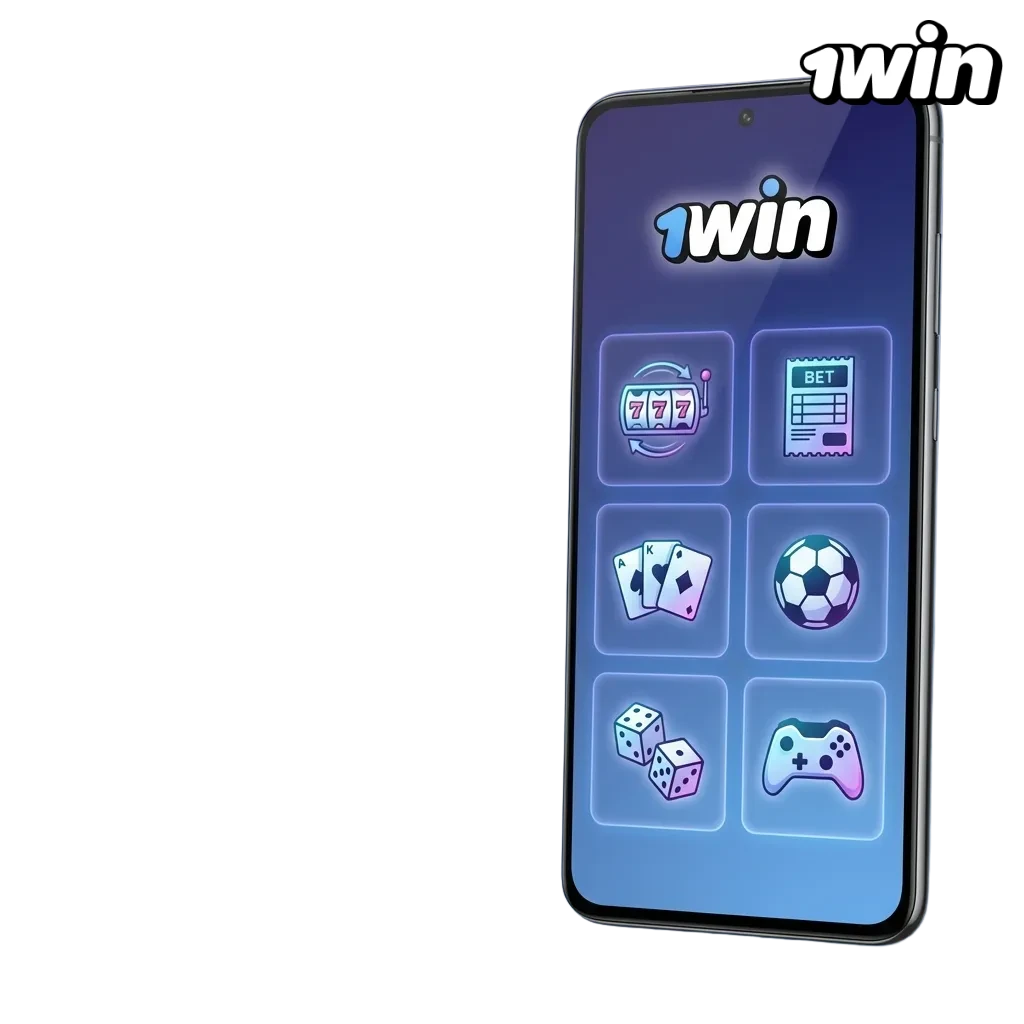 1win Android mobile app interface for sports betting and casino games.