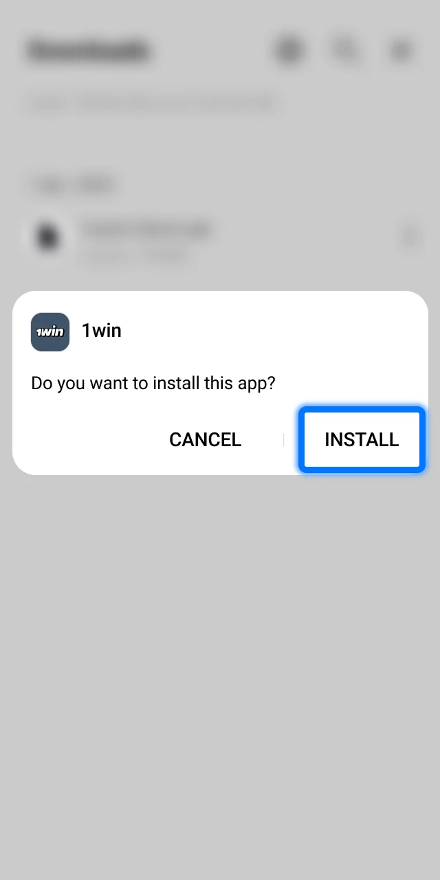 Open your downloads folder and tap the 1win APK file to begin installing the application.