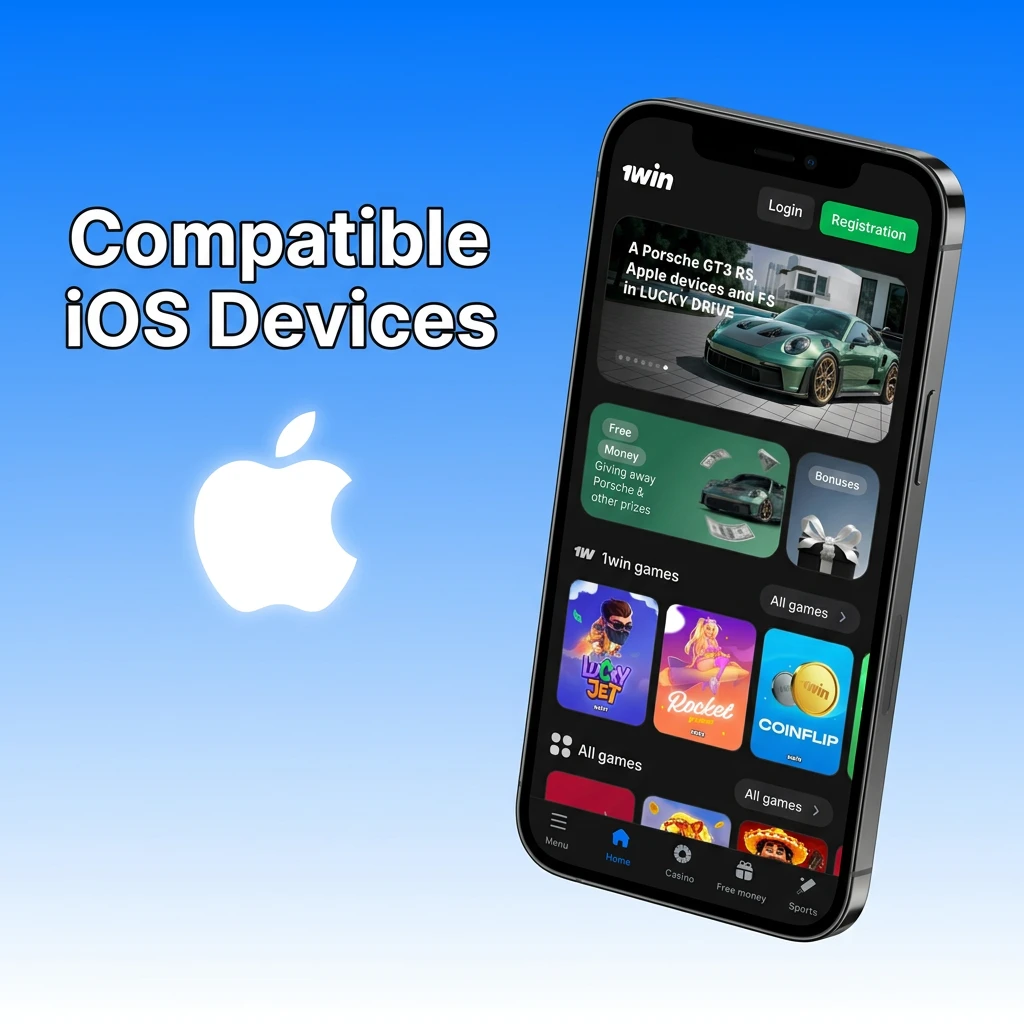 List of compatible iOS devices for 1win app including iPhone X to 15 series and iPad Air and iPad Pro models
