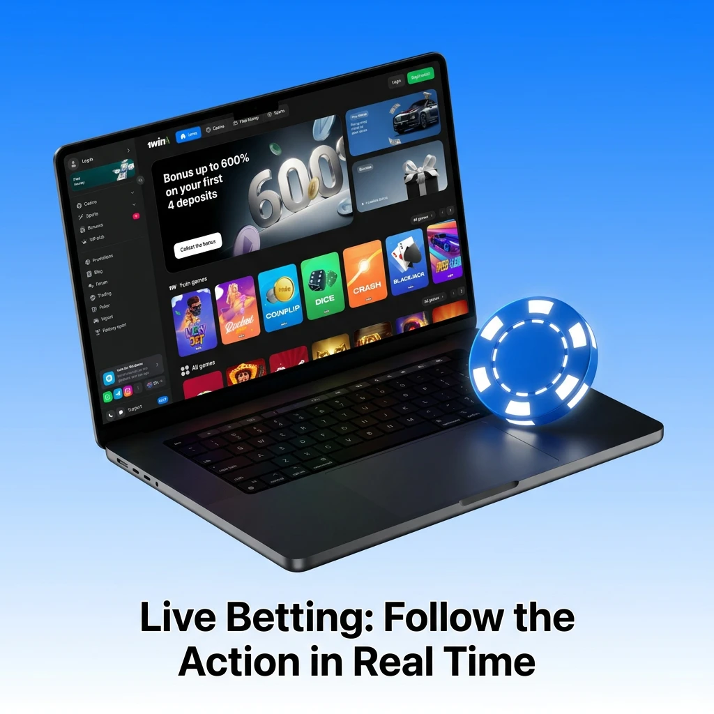 1win live betting interface showing real-time odds for cricket, football and eSports with in-play markets and cash-out option