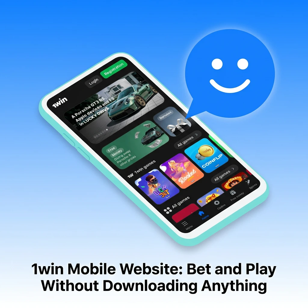 1win mobile website on smartphone browser showing sports betting and casino features with touch-friendly layout