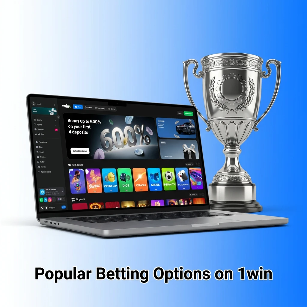 1win popular betting options including live in-play bets, accumulators, pre-match lines, and outright tournament wagers